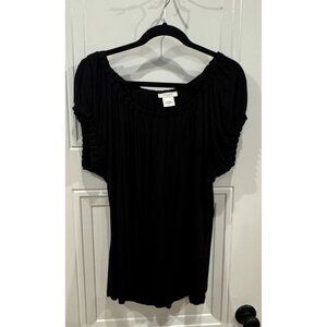 Kate Hill Black Short-Sleeve Top EUC